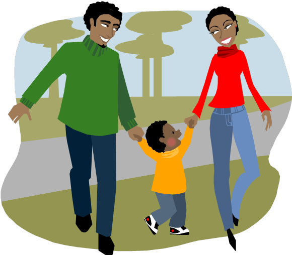 Family Fun Clipart - Family Walking Clip Art (580x508), Png Download