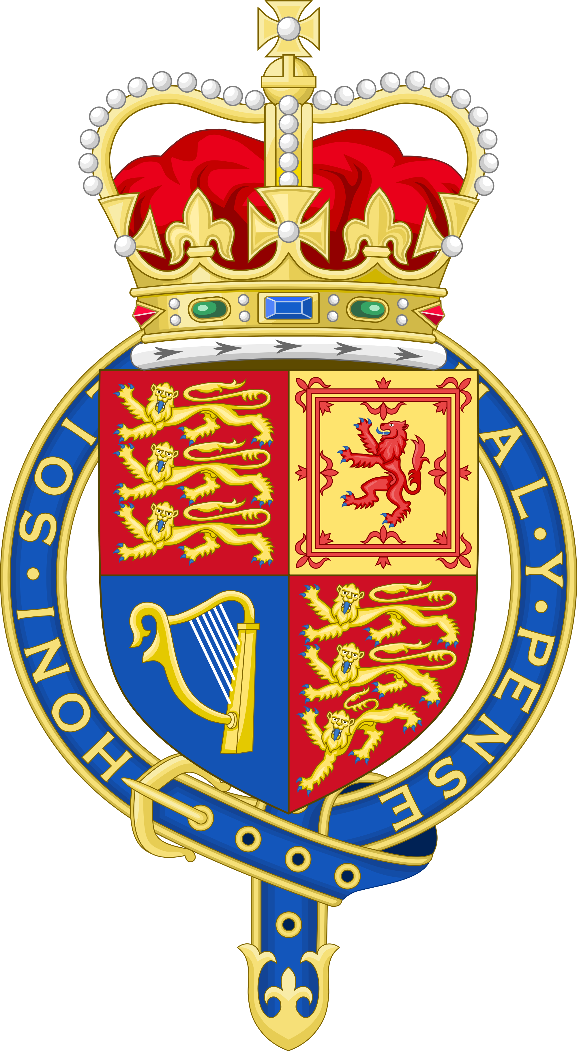Royal Arms Of The United Kingdom - Crown Of United Kingdom (2000x3642), Png Download