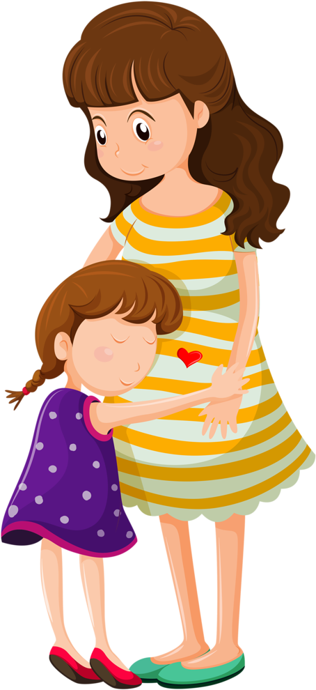 Png Free Stock Png Clip Art Cat Cards And - Mother Daughter Hug Cartoon (492x1024), Png Download
