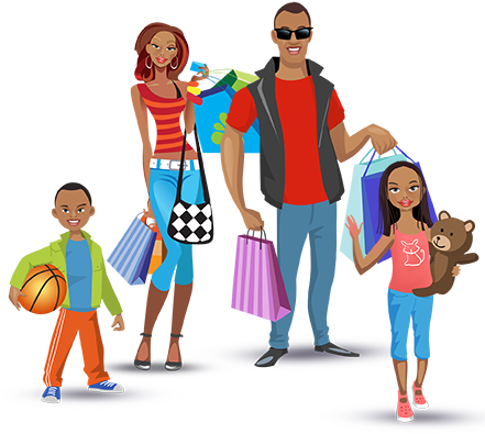 Mobi4 Smart Shopping - Family Shopping Png (440x411), Png Download