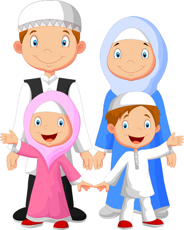 Family Islam - Muslim Family Cartoon Png (359x450), Png Download