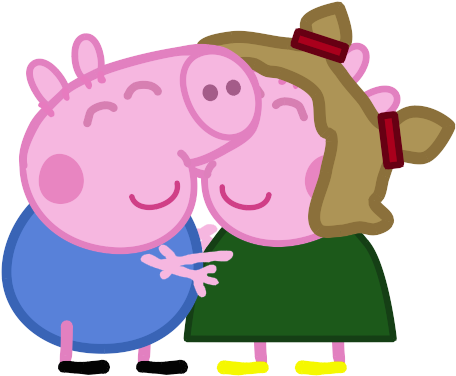 George And Elly - Peppa Pig Kissing George (465x408), Png Download