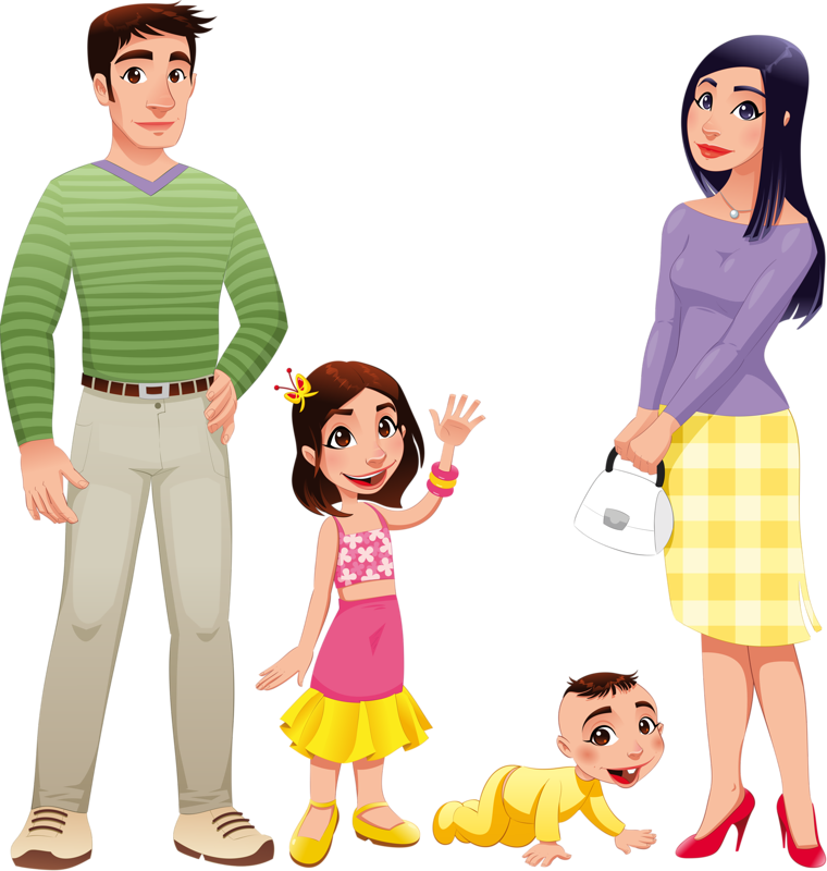 Free Happy Family Life Clip Art With Happy Family Life - Animated Mother And Father (760x800), Png Download