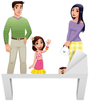 Vector Illustration, Isolated Characters Lack Table - Nihon Family Clipart Png (400x400), Png Download