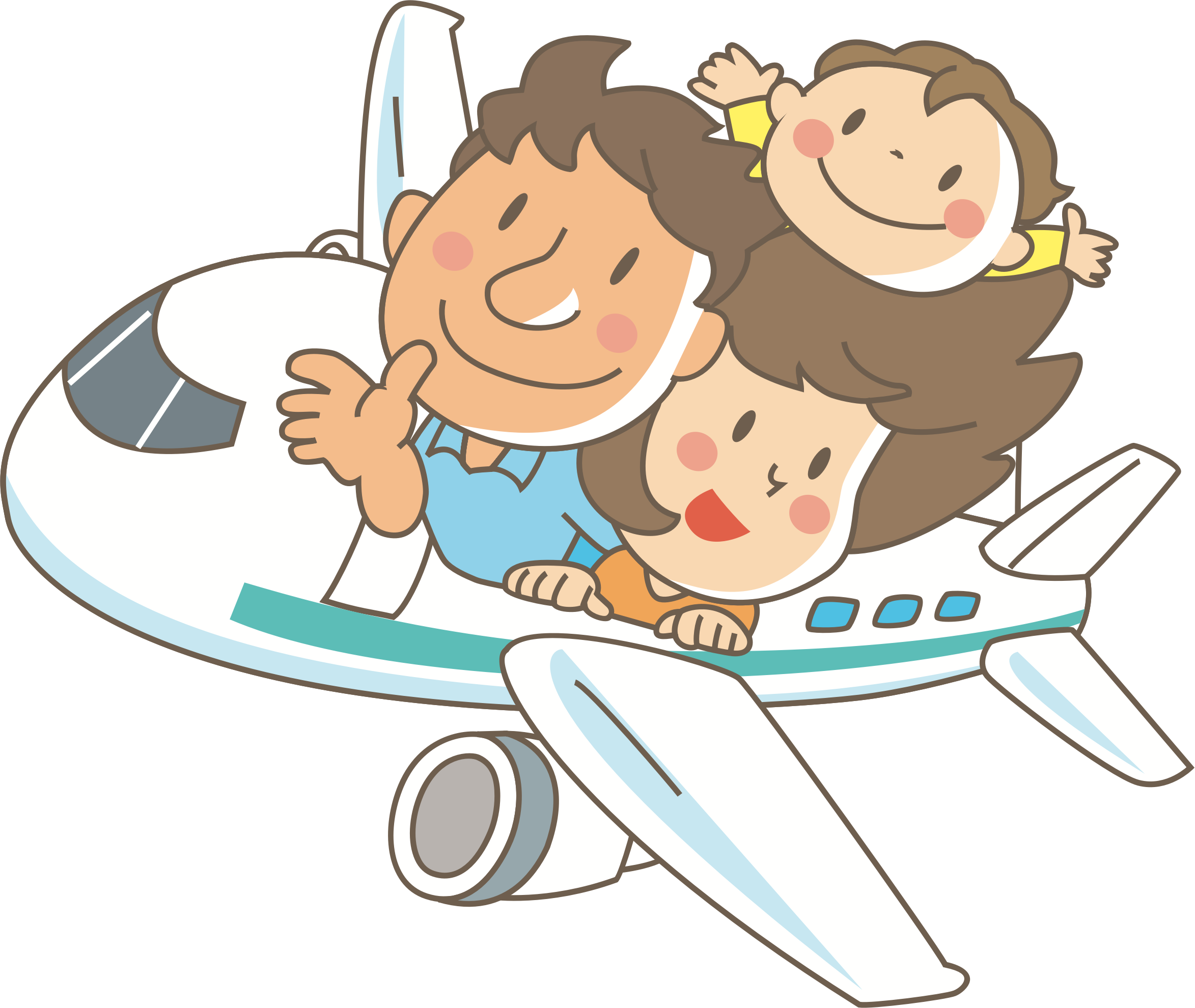 Big Family Clipart Png - Family In Airplane Clipart (2347x1980), Png Download
