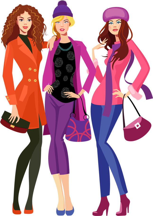 Clipart Family Shopping - Fashion Model Cartoon Png (650x920), Png Download