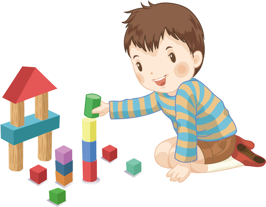 Download Block Designer Cartoon Child Boy Playing With ??? ?????? PNG Image