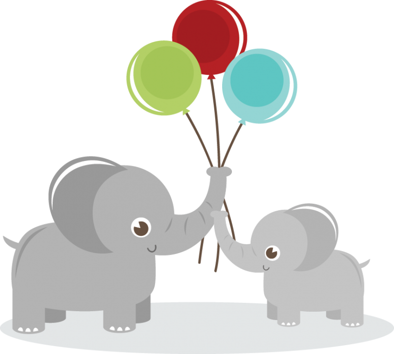 Elephants Holding Balloons Png (800x719), Png Download