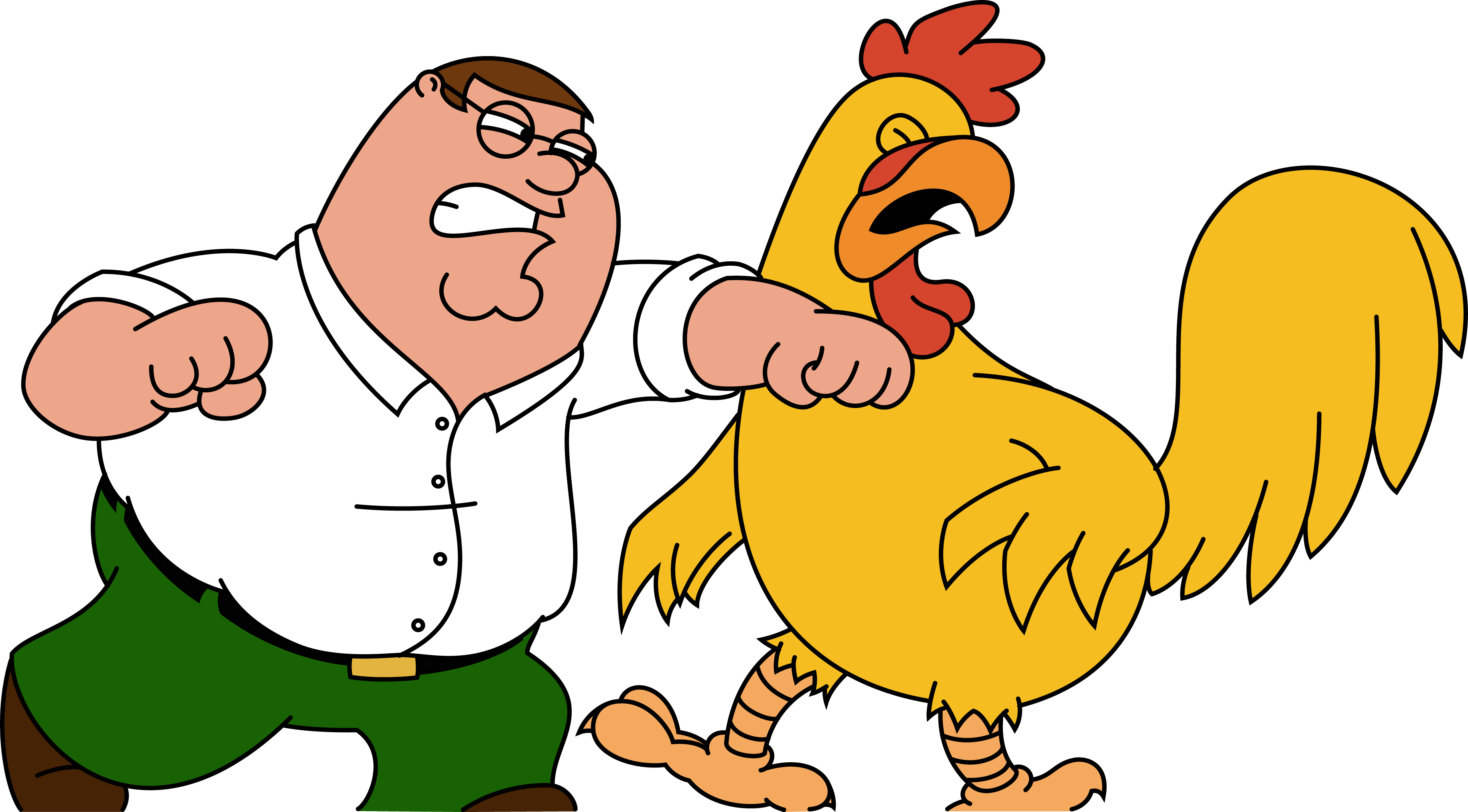 Family Guy Wallpapers - Peter Griffin Vs Chicken Png (1600x886), Png Download