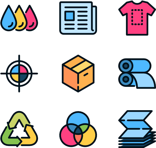 Print 100 Icons - Printing Icons (600x564), Png Download