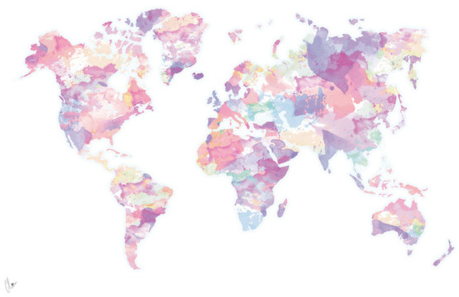 Tumblr Mmdqy0w5wp1sn8g5ko1 500 - Pastel Watercolor World Map (500x357), Png Download