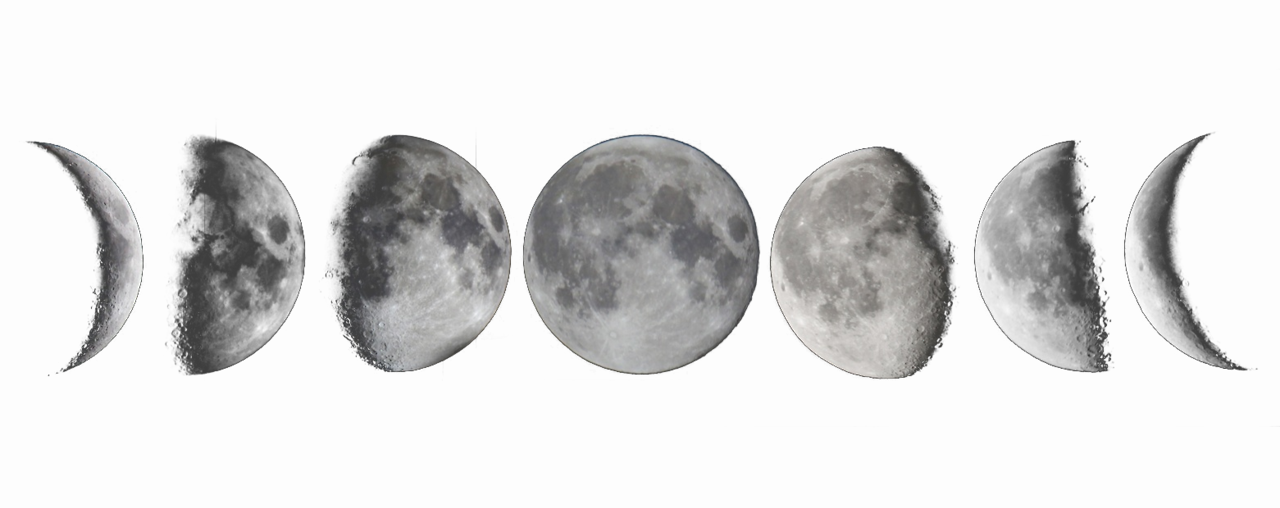Moon Phases Tumblr Transparent - Moon Phases Drawing (1280x508), Png Download