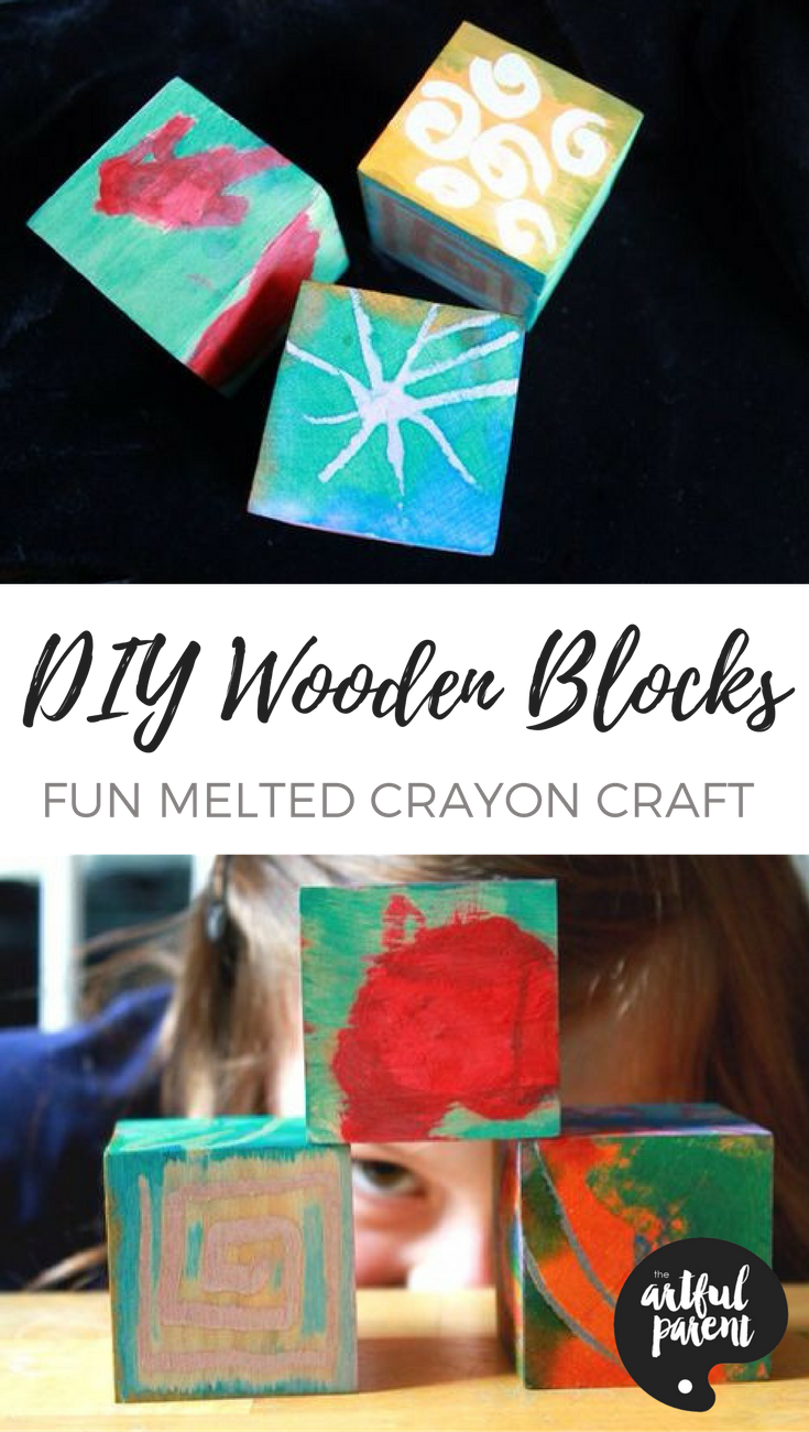These Artful Diy Wooden Blocks Are Fun To Make With - Crayon (735x1300), Png Download