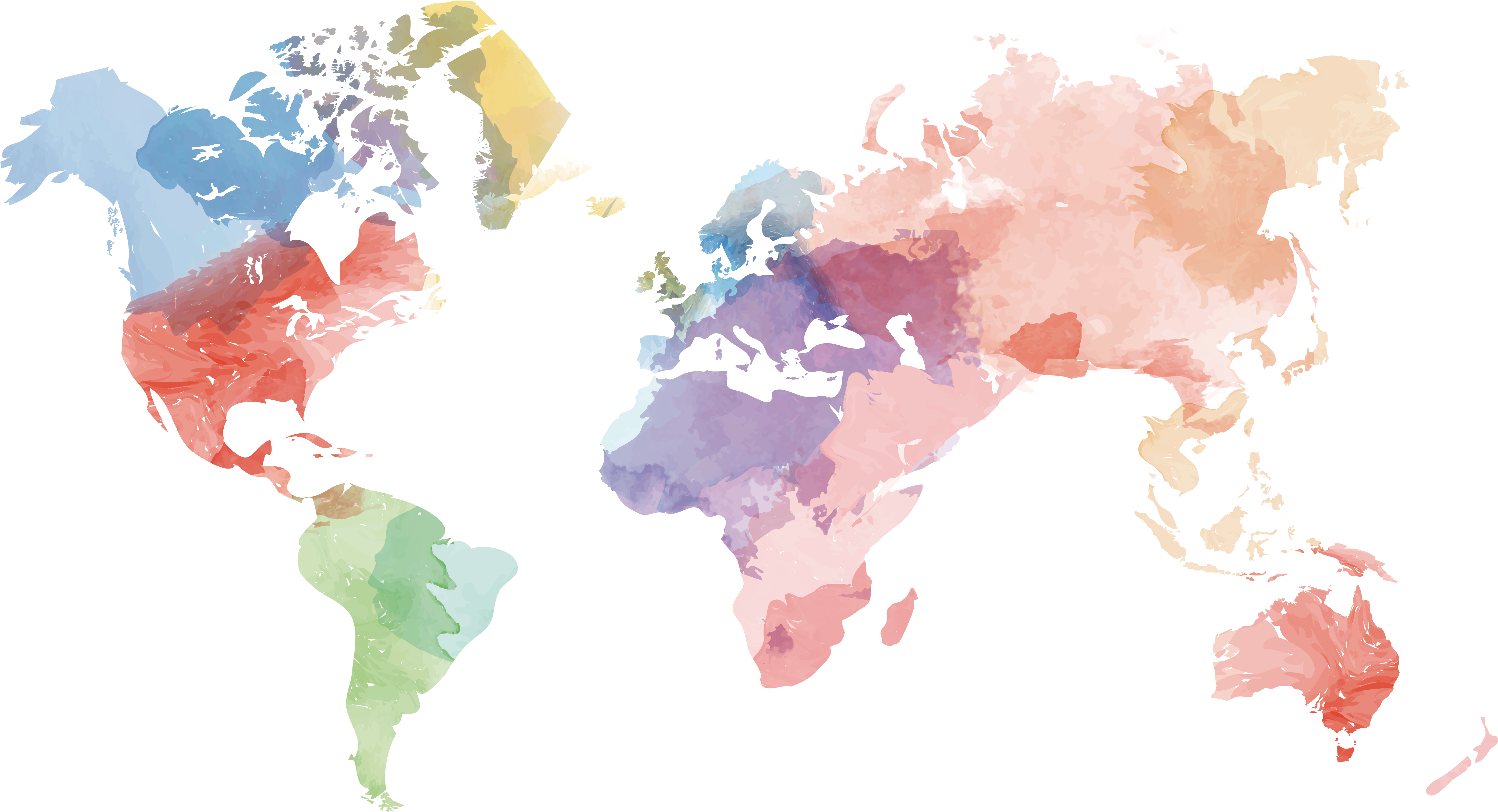 Globe United States World Map Vector Creative Watercolor - World Map Art Png (6024x3612), Png Download