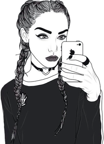 28 Collection Of Tumblr Girl Drawing Png - Drawing Of A Girl With French Braids (499x503), Png Download