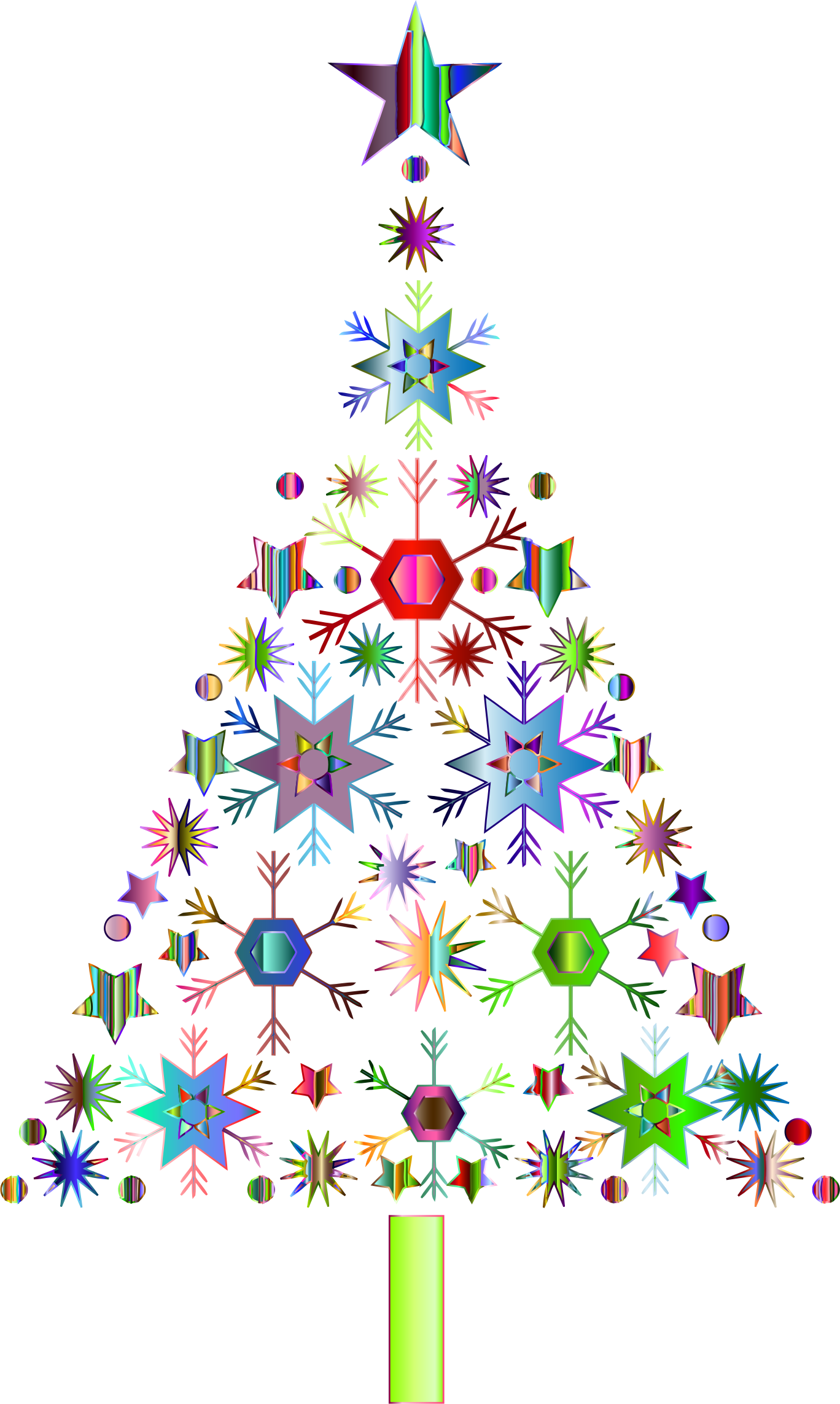 Abstract Snowflake Christmas Tree By Karen Arnold Prismatic - Clear Background Christmas Tree Clip Art Png (1368x2286), Png Download