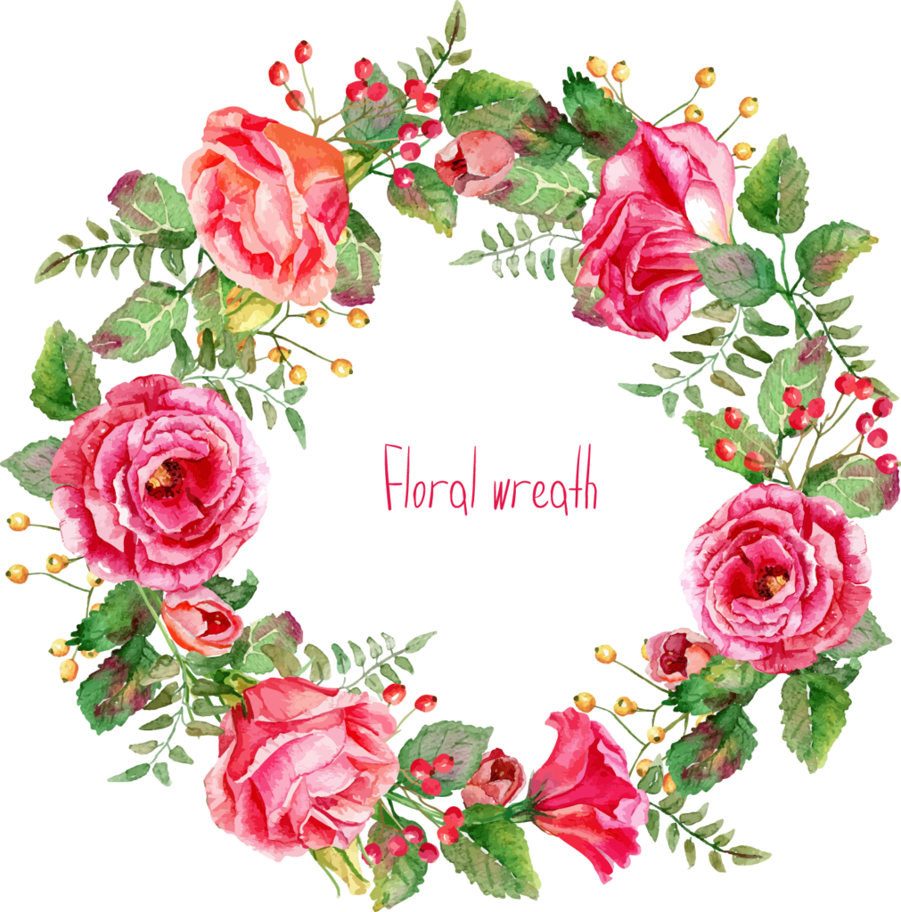 Free Watercolor Floral Wreath Png Cross Stitch Christmas - Free Watercolor Flower Wreath Transparent (986x999), Png Download