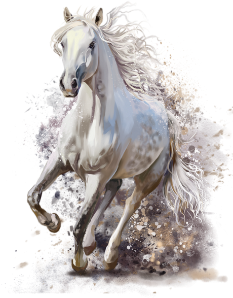 Download Horse - White Horse Running Painting PNG Image with No ...