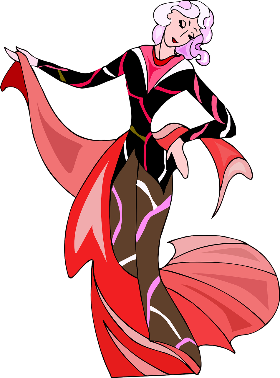 Dancer Cartoon Woman Watercolor Painting Free Commercial - Abstract Graphics Figurines Fashion (558x750), Png Download