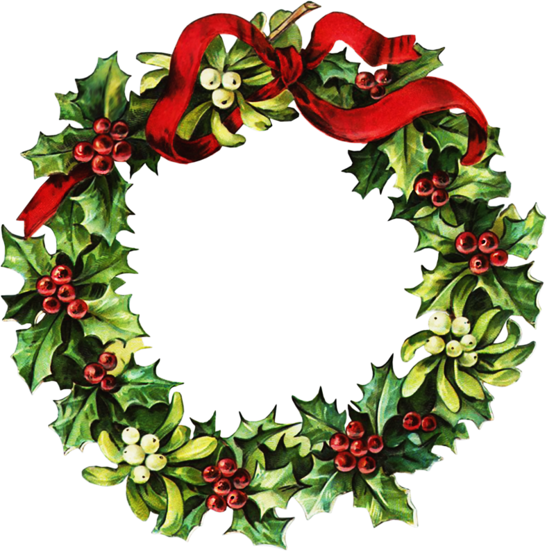 Clipart Einladung Christmas Wreath Clip Art Wreaths - Vintage Christmas Wreath Png (788x793), Png Download