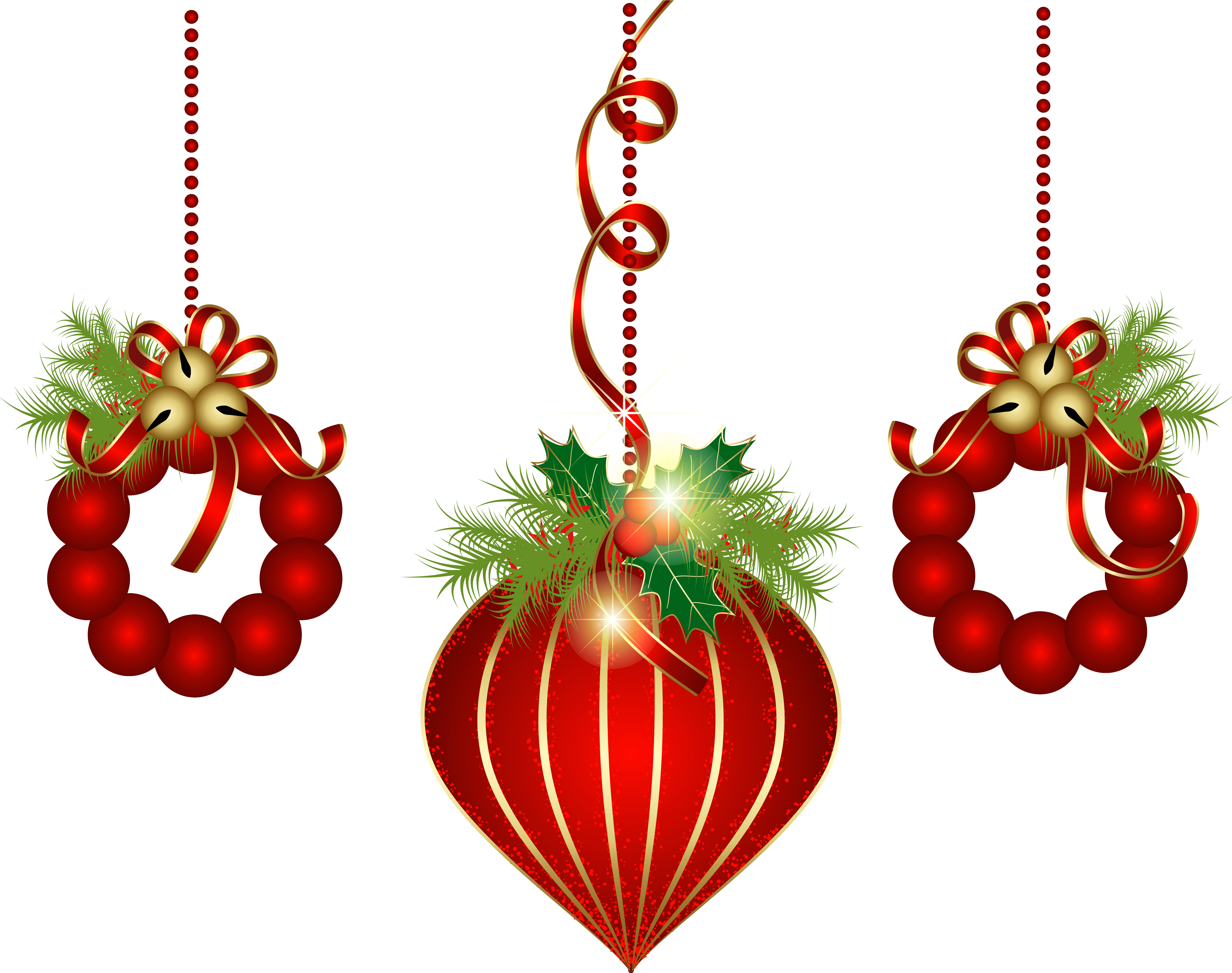 Transparent Red Christmas Ornaments Png Clipart - Christmas Decorations Clipart Transparent Background (5511x4363), Png Download