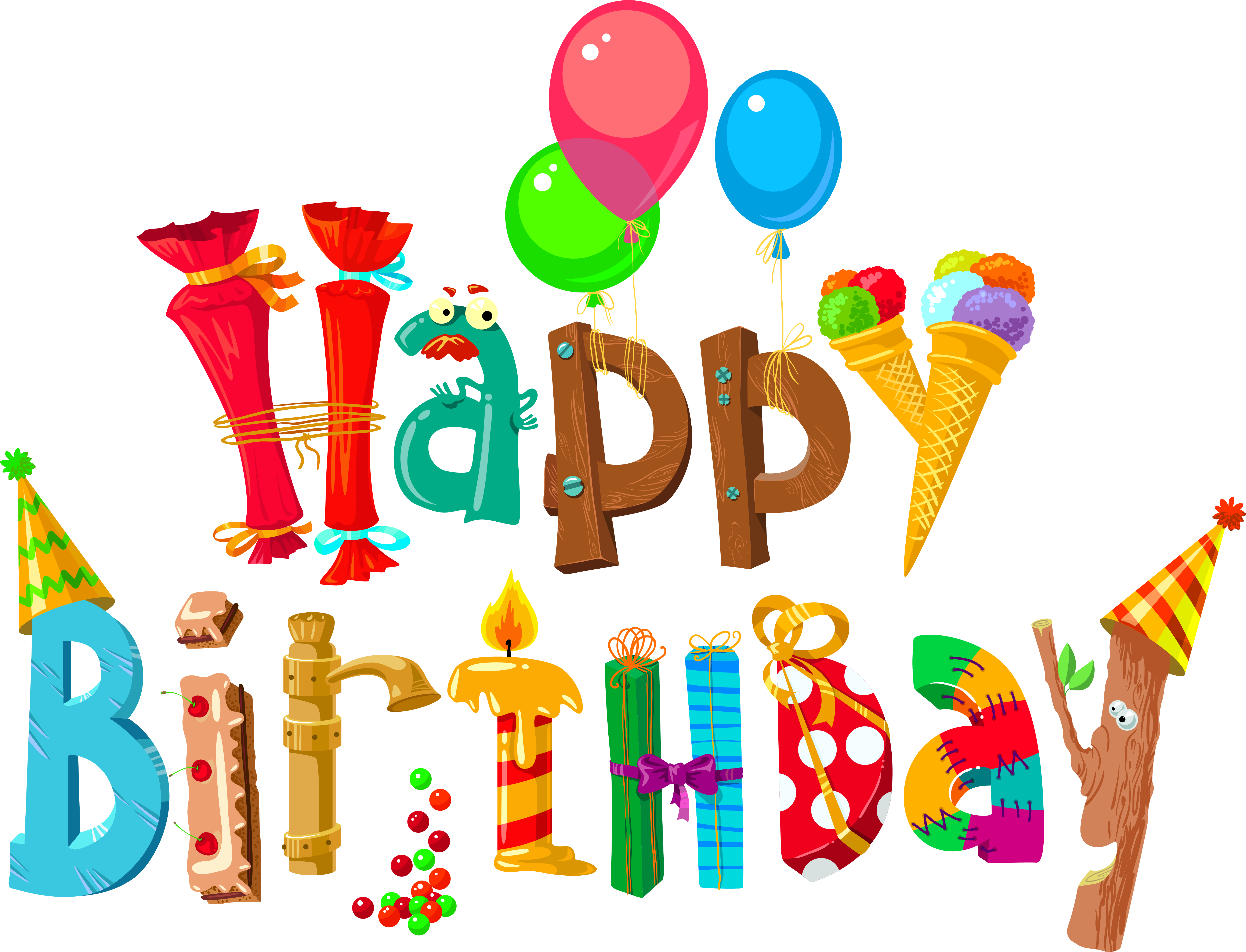 Funny Happy Birthday Clipart Image - Happy Birthday Funny Clipart (6083x4650), Png Download