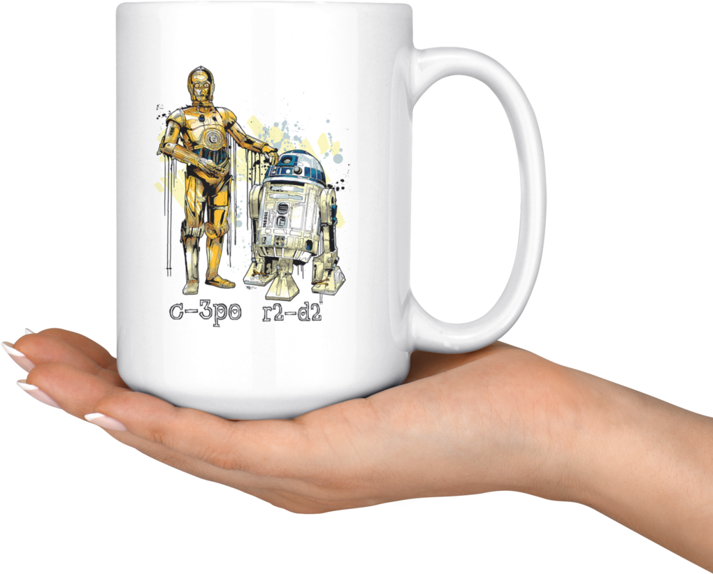 C3po And R2d2 Watercolor Mug Star Wars - Mug (1024x1024), Png Download