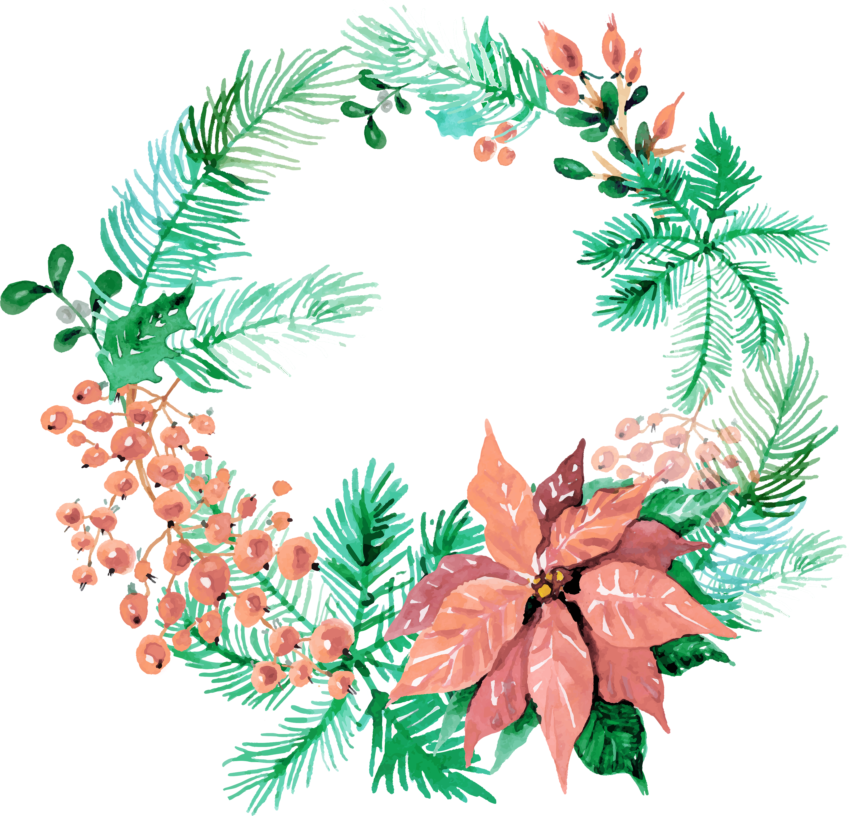 Image Freeuse Download Free Wreaths Pretty Things For - Watercolor Christmas Wreath Png (3600x3600), Png Download