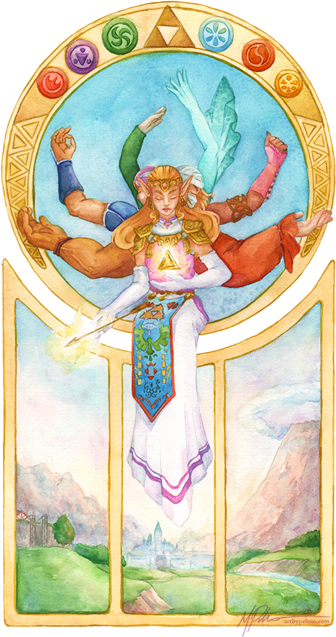 My Art Watercolor Legend Of Zelda Ocarina Of Time Oot - Ocarina Of Time (545x967), Png Download
