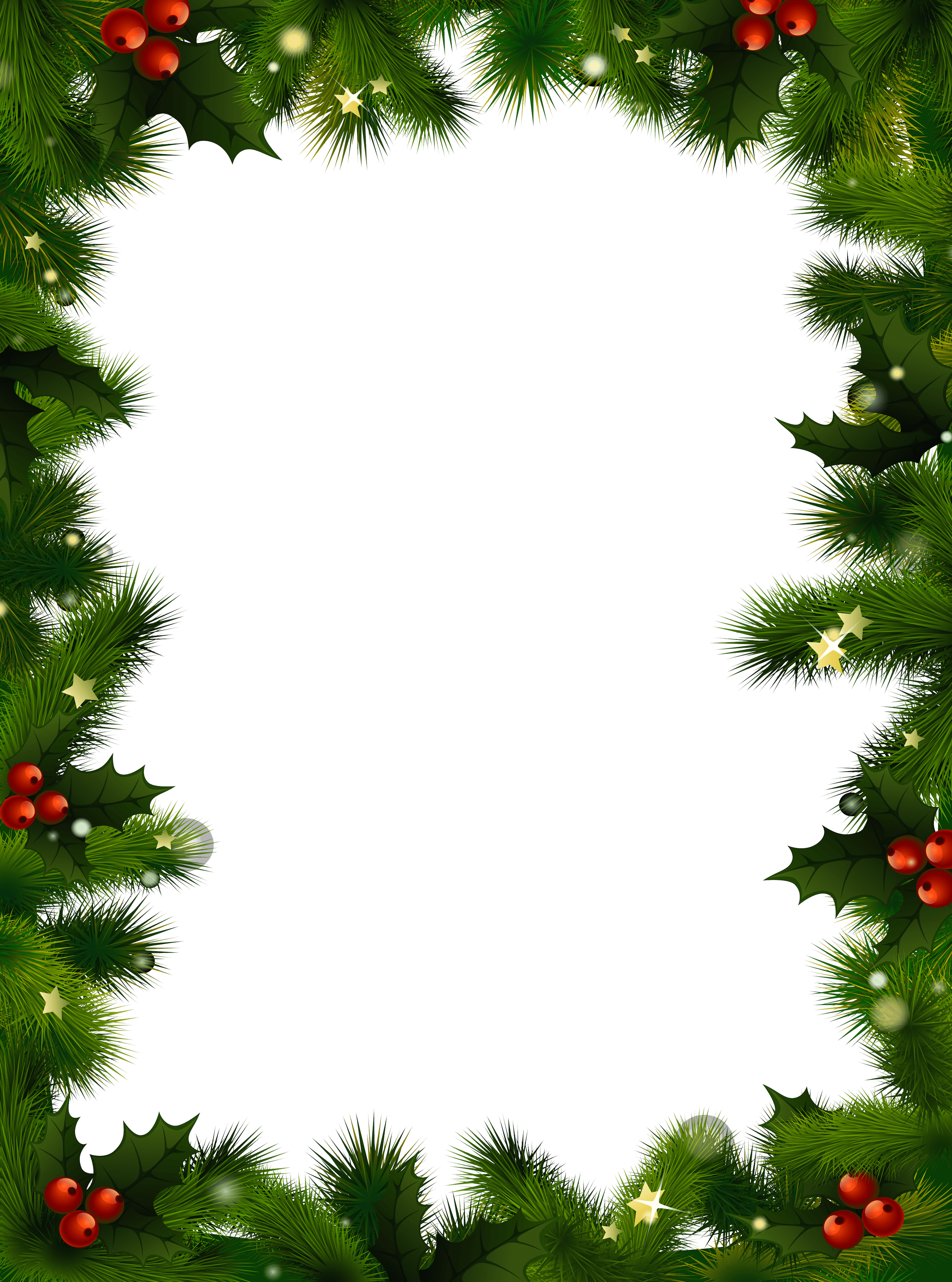 Christmas Photo Frame Mistletoe - Christmas Frame Transparent Background (2500x3366), Png Download