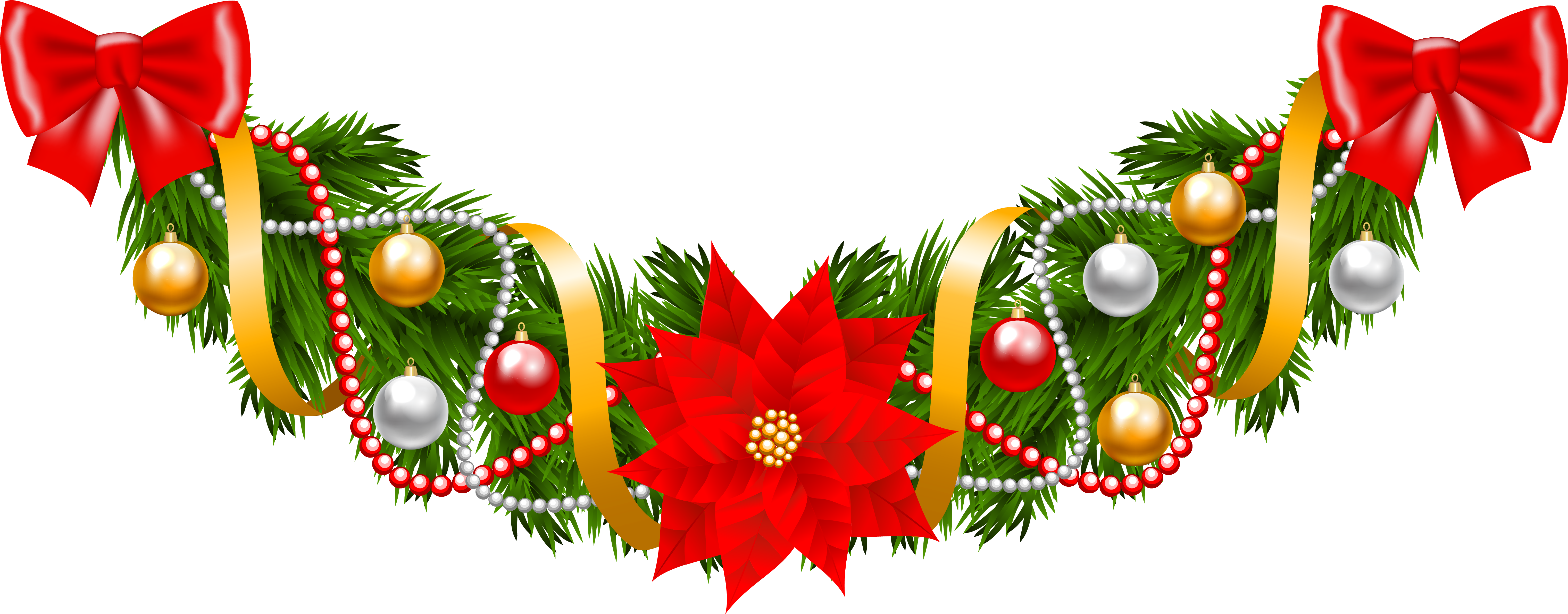Garland Clipart Of Christmas Wreaths Image Clip Art - Christmas Garland Clipart (6281x2603), Png Download