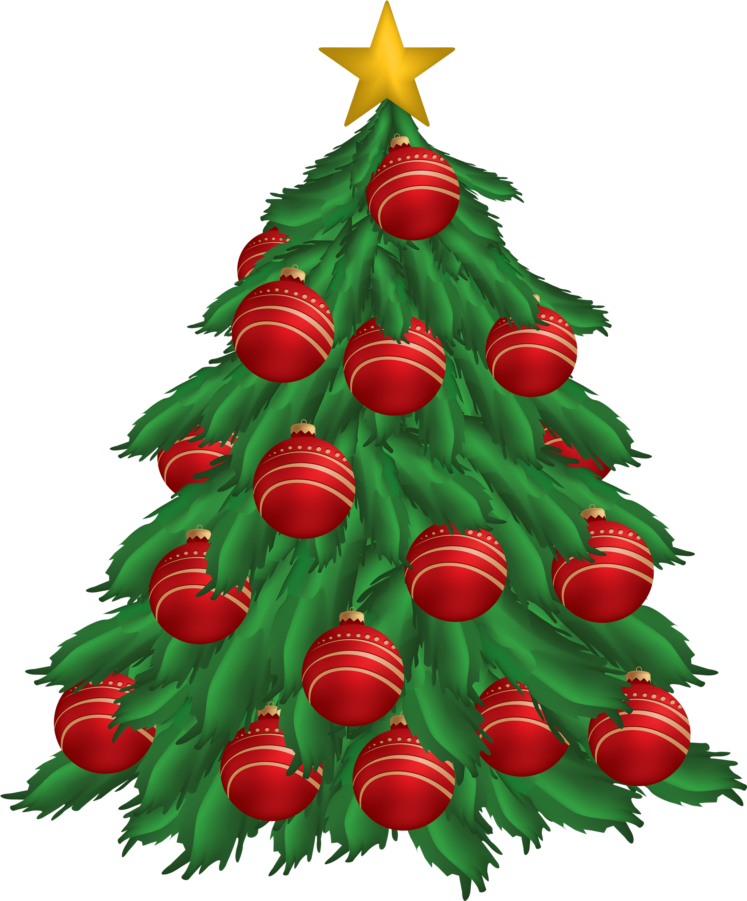 Christmas Tree With Red Christmas Ornaments Png Clipart (2500x3015), Png Download