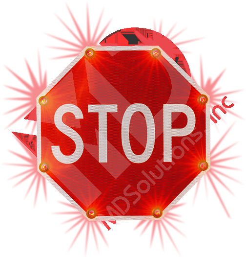 Solar Stop Sign With Led Lights - Drawing (960x533), Png Download