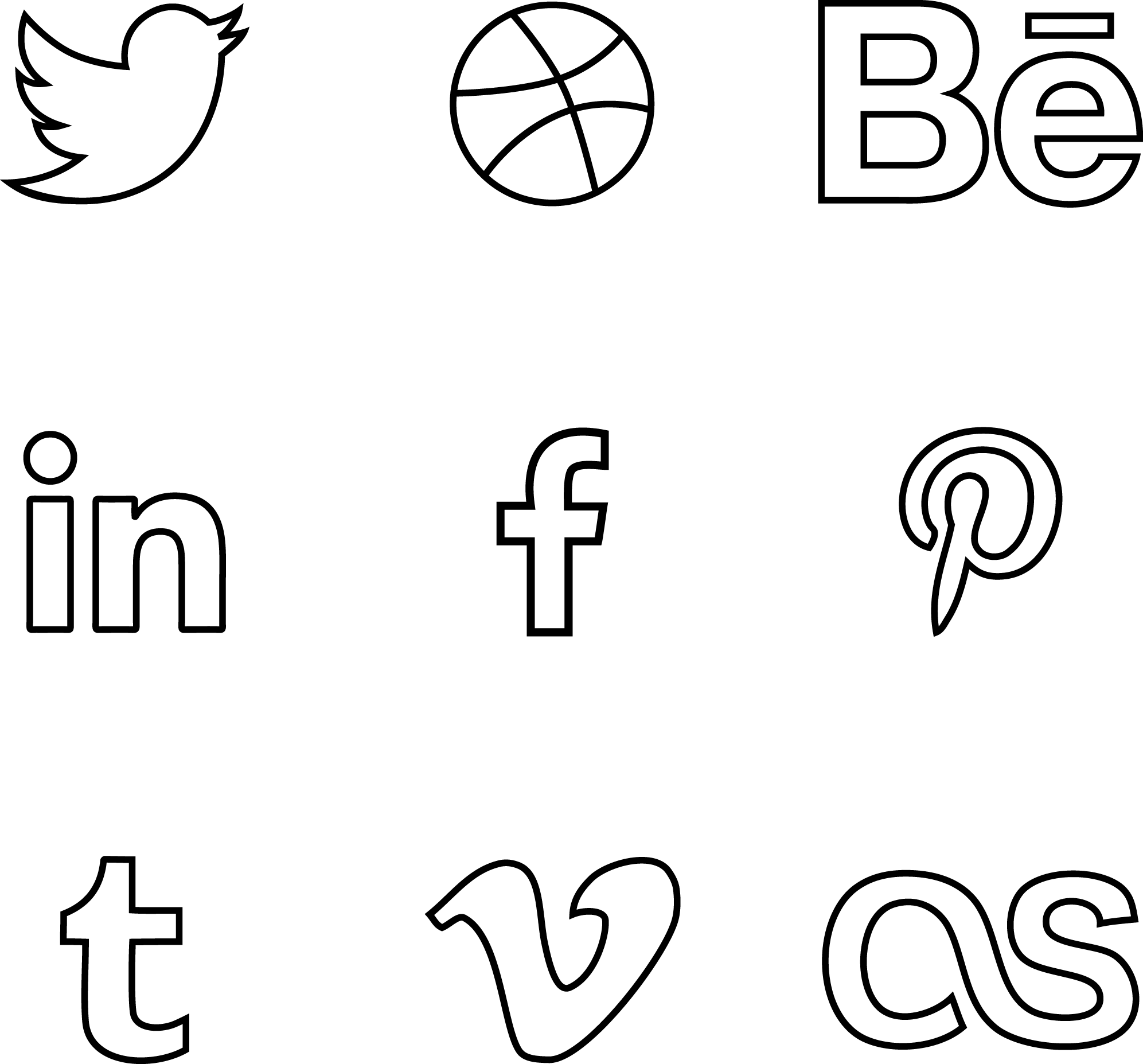 Vector Psd Outline - Social Media Line Icons Png - Free Transparent PNG ...