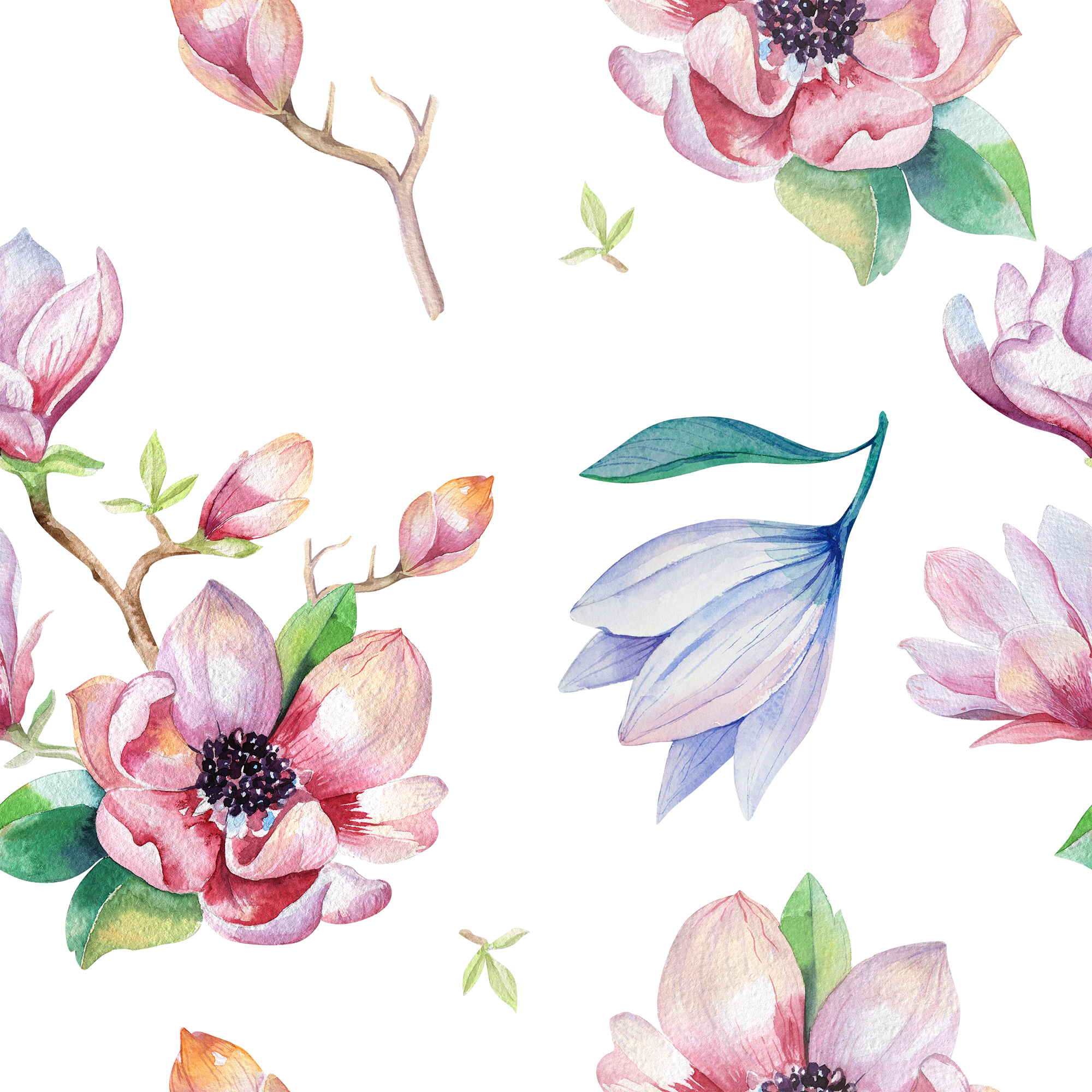 Watercolor Bunting Free Printable - Watercolor Floral (2000x2000), Png Download