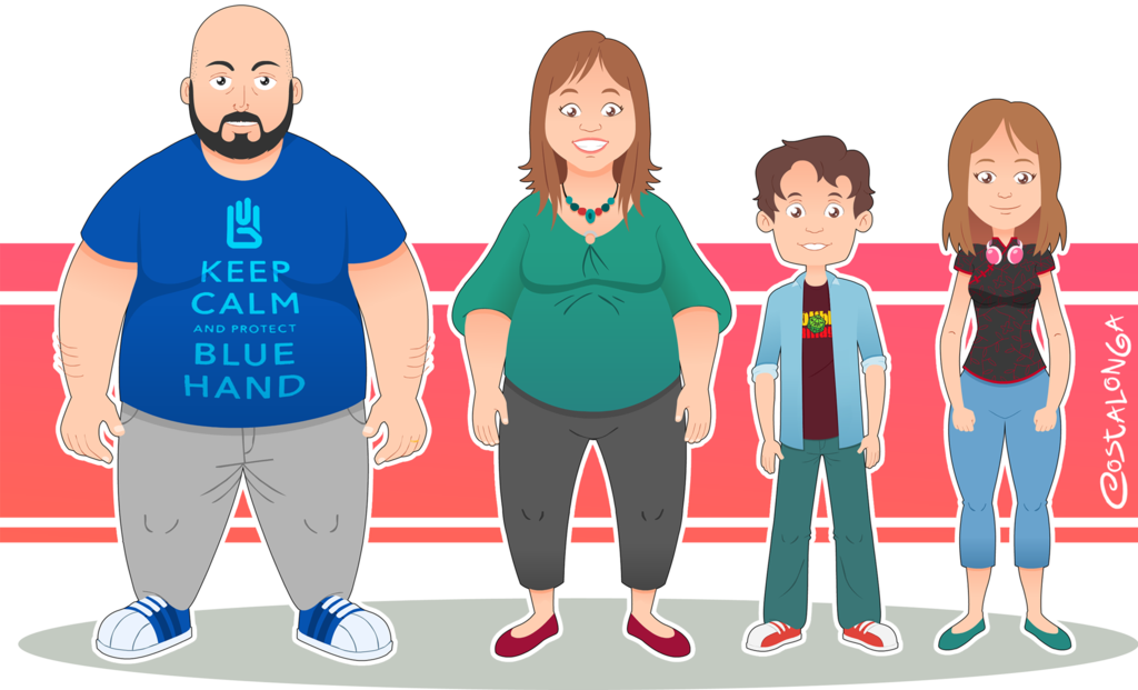 Vector Family Cartoon - Character Family (1024x621), Png Download