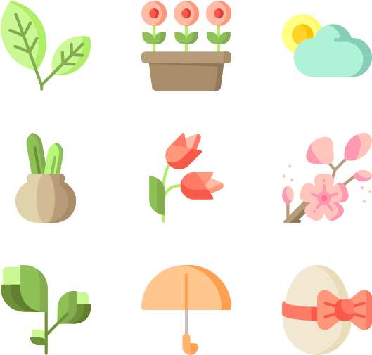 Spring Flowers Vector Png Png Freeuse Download - Spring Icons (600x564), Png Download