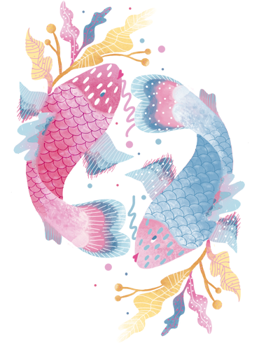 Pisces Drawing Watercolor - Signo De Peixes (500x500), Png Download