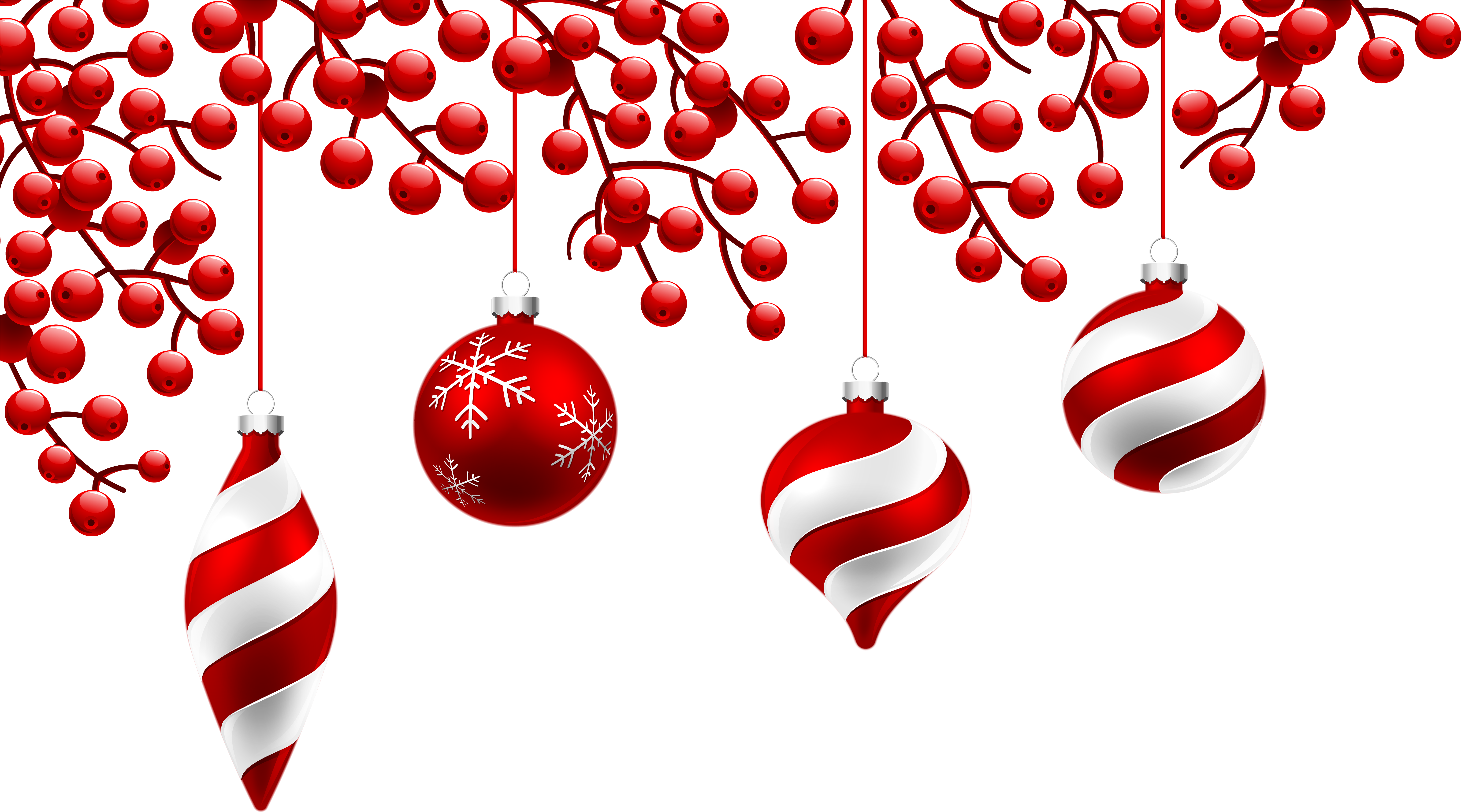 Red Christmas Decoration Png Clipart Image - Red Christmas Decorations Png (6236x3611), Png Download