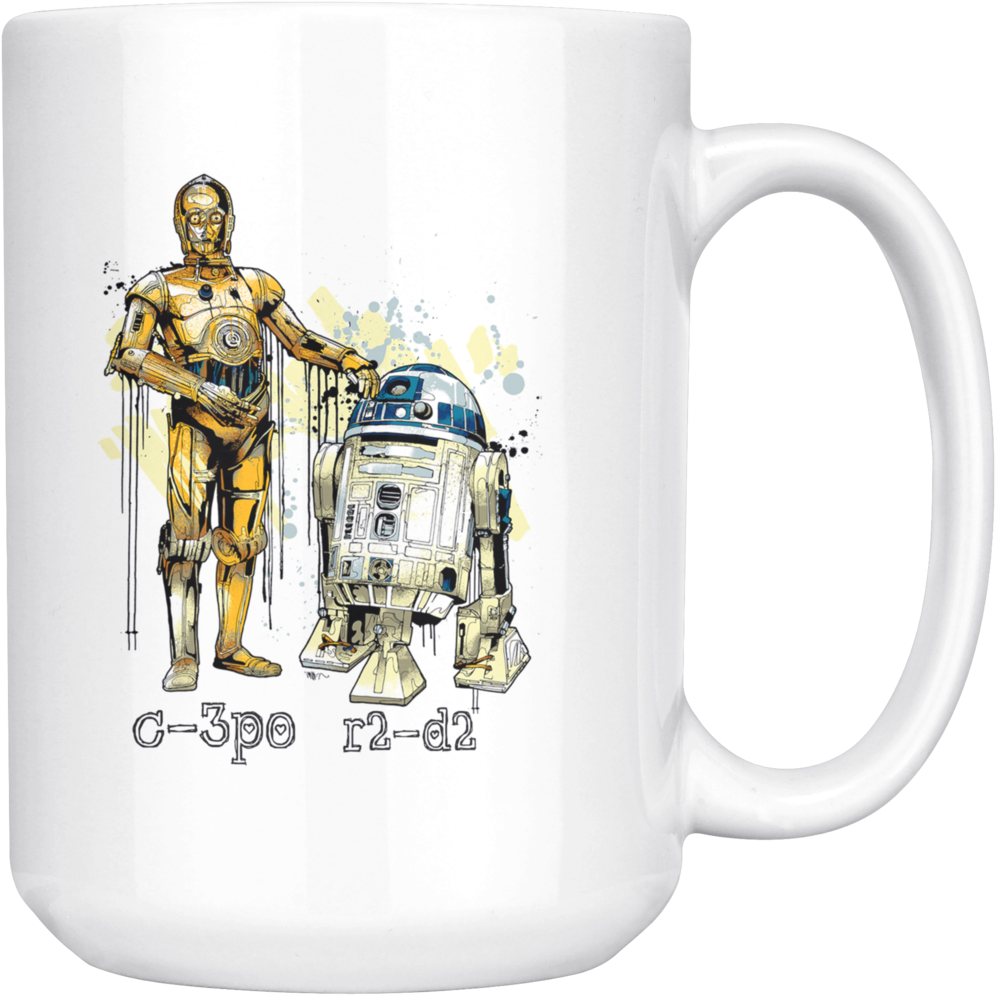 C3po And R2d2 Watercolor Mug Star Wars - Star Wars T Shirts Uk (1024x1024), Png Download