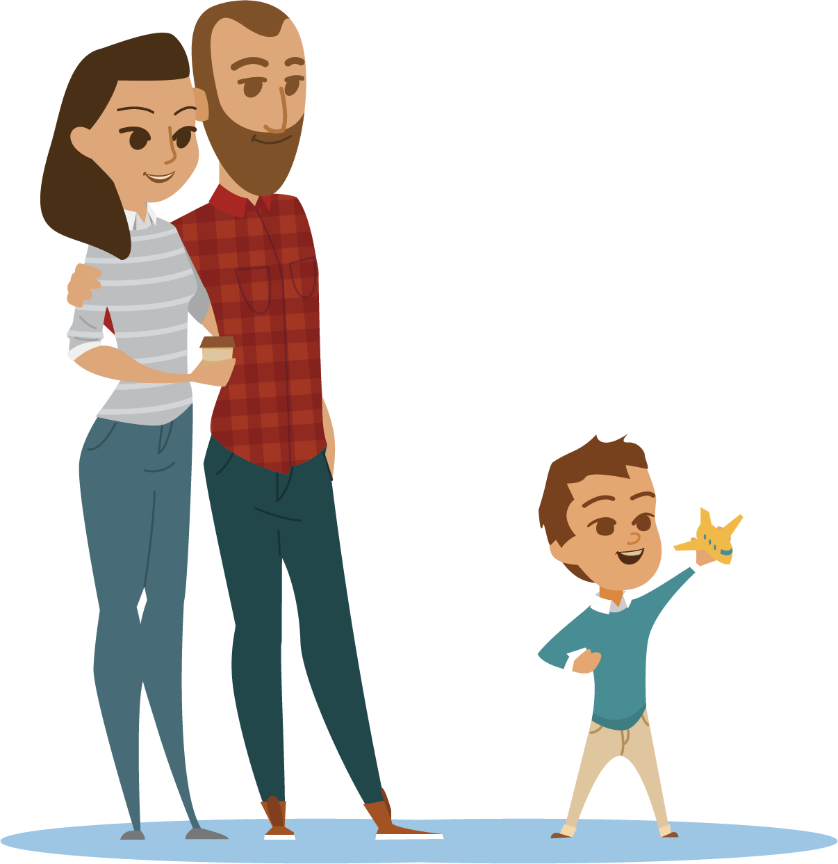 Cartoon Family Flat Design Animation - Parents Vector Png (1206x1243), Png Download