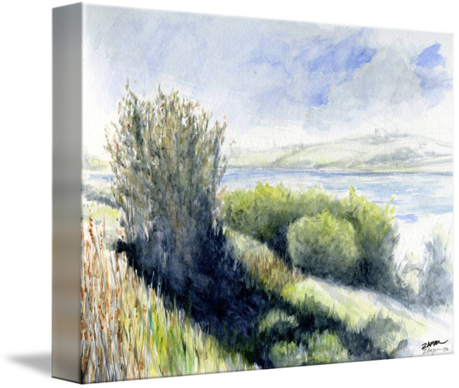 Natural Drawing Watercolor Clip Art Download - Gallery-wrapped Canvas Art Print 15 X 11 Entitled River (650x549), Png Download