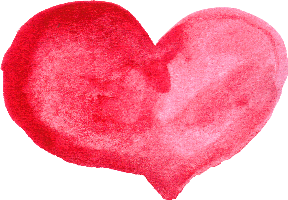Red Watercolor Heart - Water Colour Heart Png (973x675), Png Download