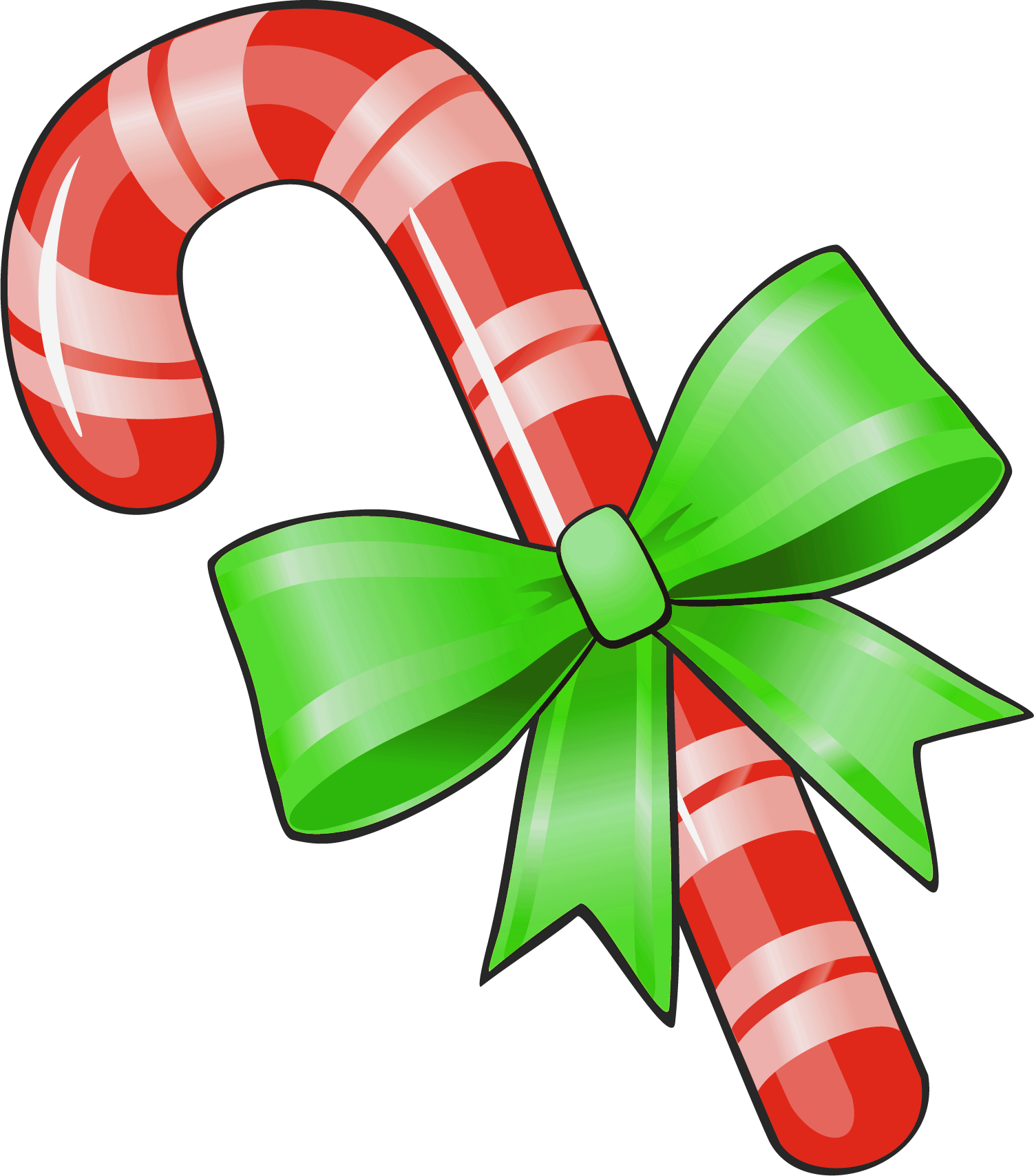 Transparent Christmas Candy Cane With Green Bow Png - Christmas Candy Cane Clipart (1502x1708), Png Download