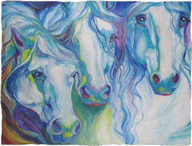 Colorful Horses - Fleece Blanket - Marcia Baldwin Artist (400x400), Png Download