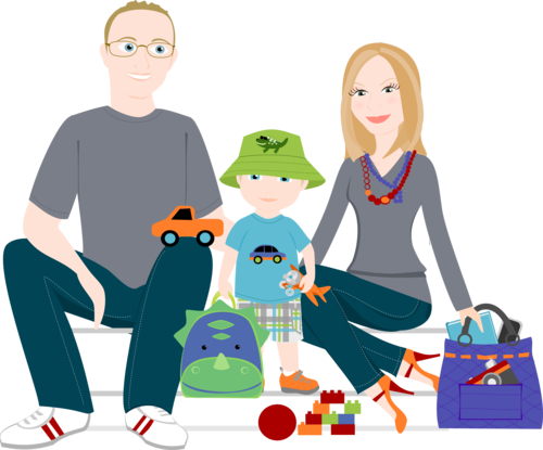 Drawing Illustration Cartoon - Cartoon Family Of 3 (500x415), Png Download