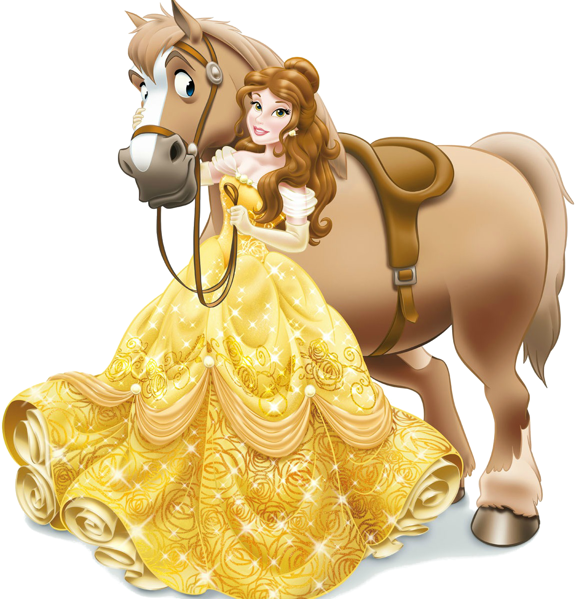 Belle With Horse - King Disney Princess Giant Floor Puzzle (24 Pieces) (1153x1200), Png Download