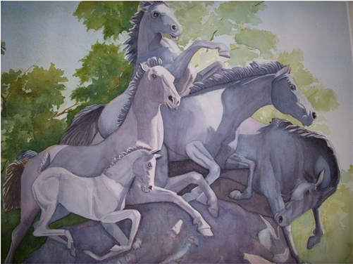 Copyright Waterloo Watercolor - Ford Mustang (500x500), Png Download