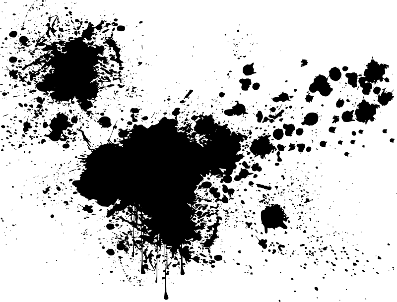 Black Splat Png - Paint Splash Black And White (800x609), Png Download