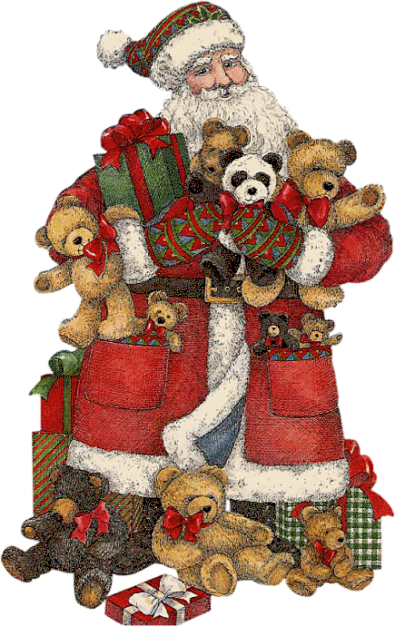 Christmas Santa And Teddy Bears Clip Art - Bear (435x690), Png Download